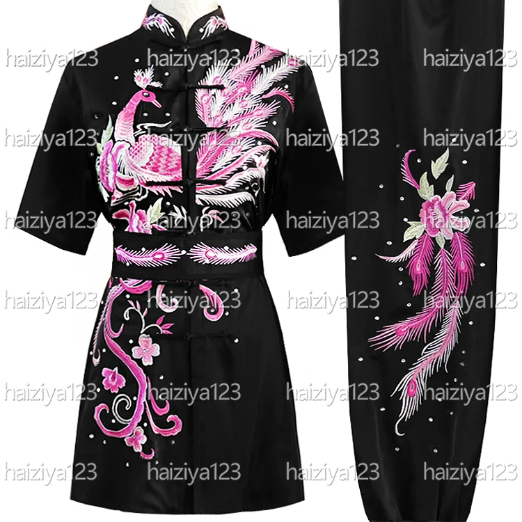 

Embroidered phoenix Wushu uniform Kungfu clothes Martial arts suit Changquan Taolu outfit for male female girl boy kids adults