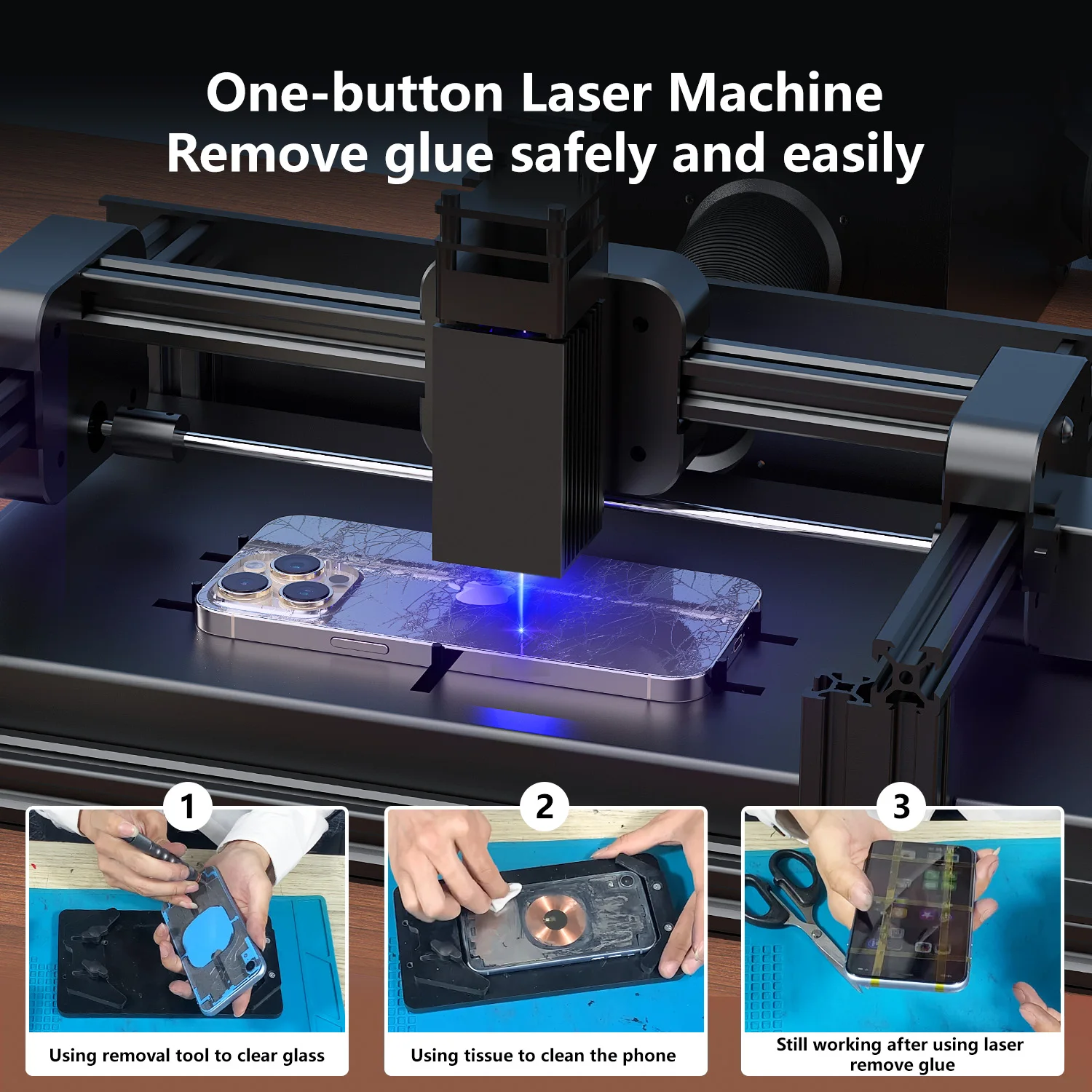 SRWOR V2 For iPhone 15 14 13 12 11 to 8G Rear Glass Glue Removal Repair Mobile Phone Repair Back Cover Laser Separating Machine