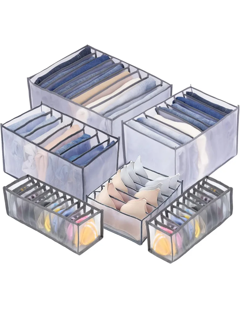 Unterwäsche-Schubladen-Organizer, Aufbewahrungsbox, faltbare Schrank-Organizer, transparenter Netz-Schubladenteiler für Unterhosen, Socken, BHs – Detail 1