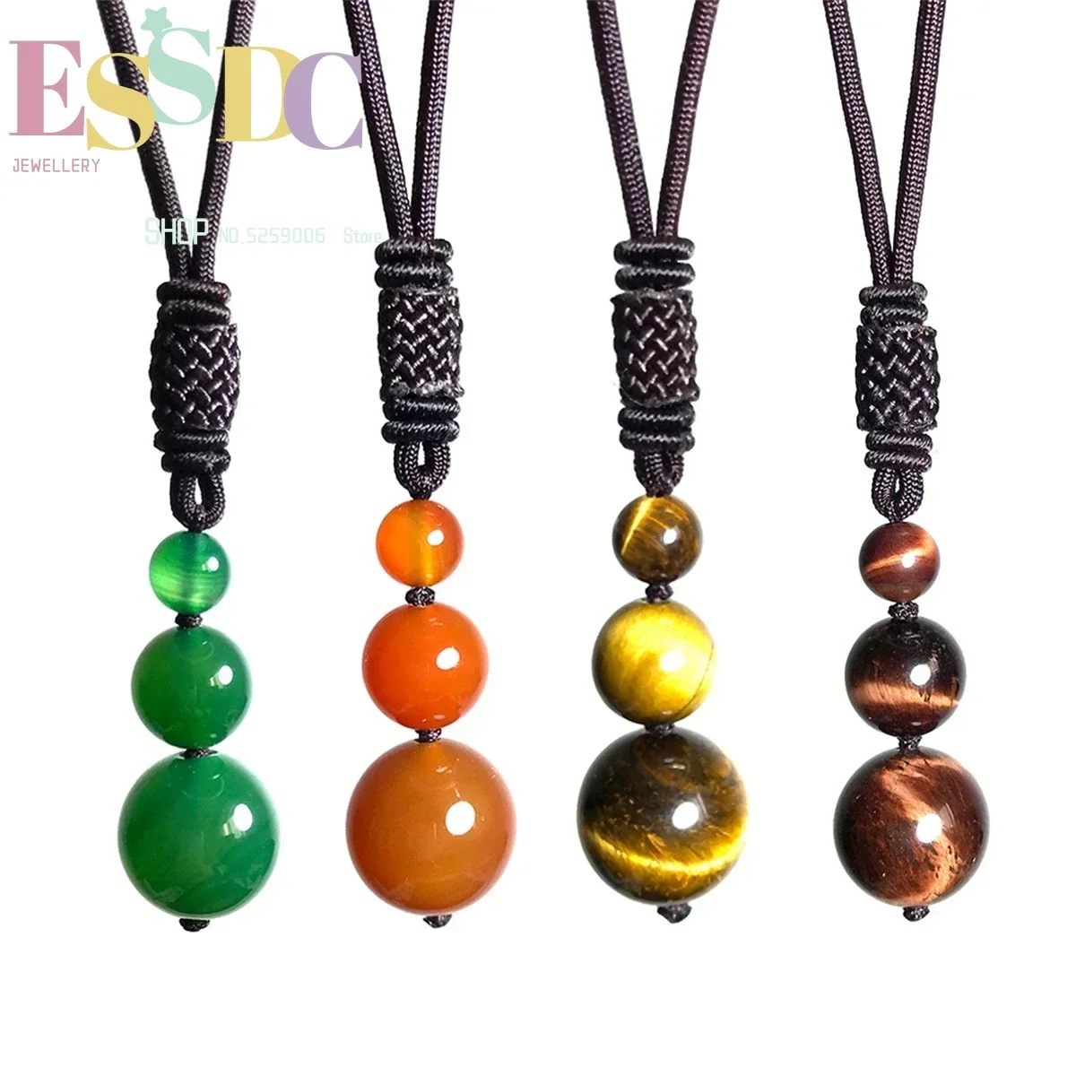 Fashion Charm Necklace 16mm Agate Pendant  Red Tiger Eye  Silver Obsidian Jewelry For Men And Women Lovers Gift  Simplicity