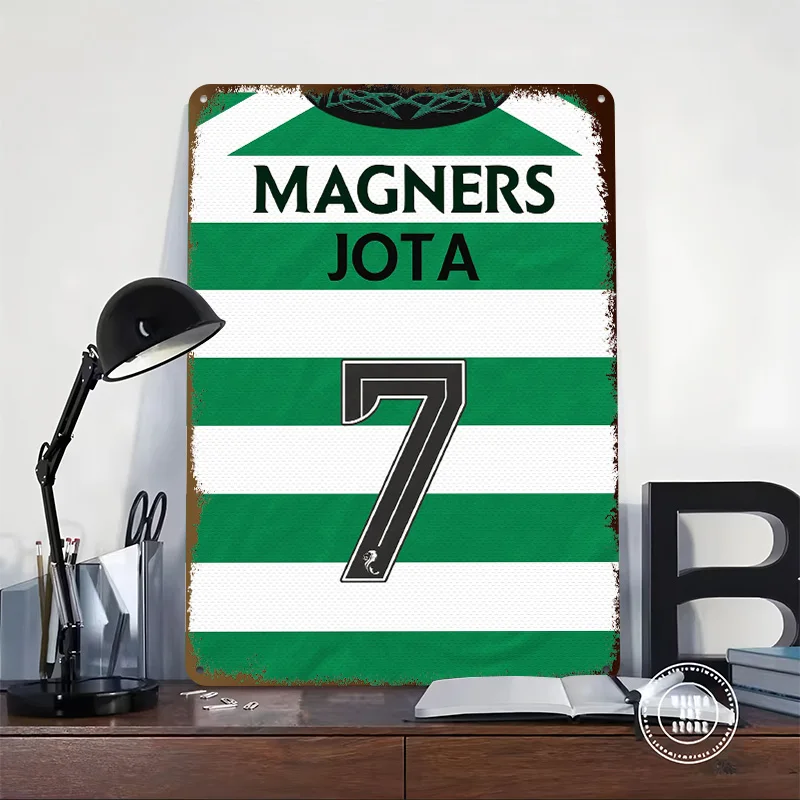 Magners Jota Celtic Football Jersey Metal Poster Customized Wall Art Retro Vintage Tinplate Signs for Man Cave Office Decor Home