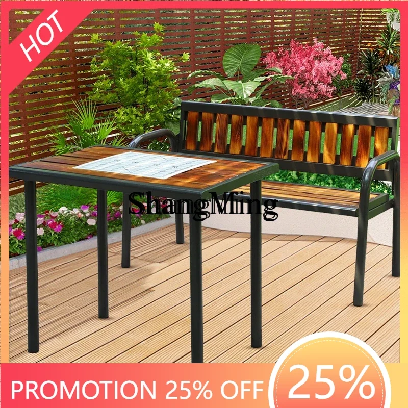 

FGoutdoor brown plastic wood table waterproof and sun protection balcony garden villa courtyard casual simple anti-corrosion