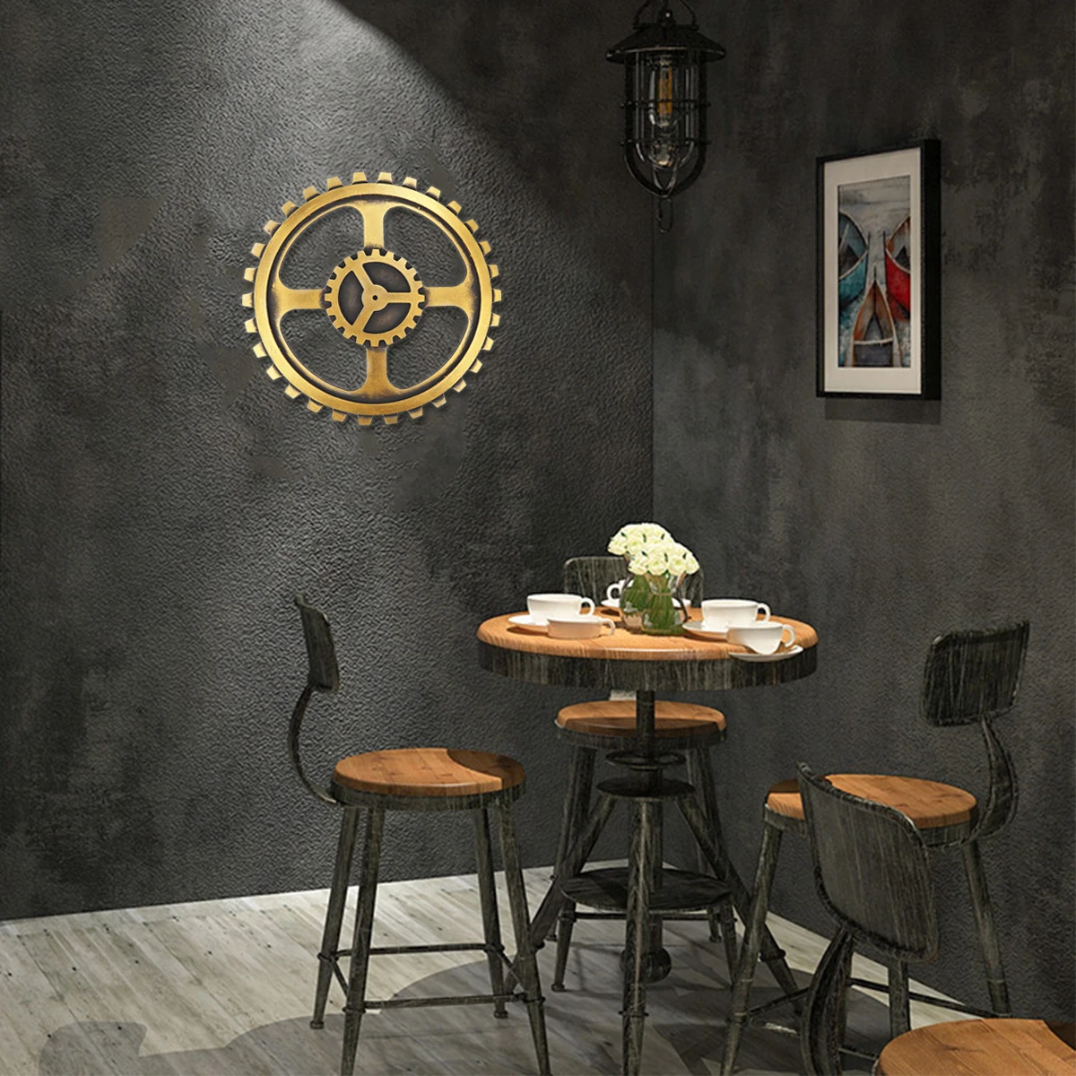 

Retro Gear Wheel Wall Art Decoration 40cm Vintage Industrial Style Classic Bar Home Wall Decor Gear Wheel