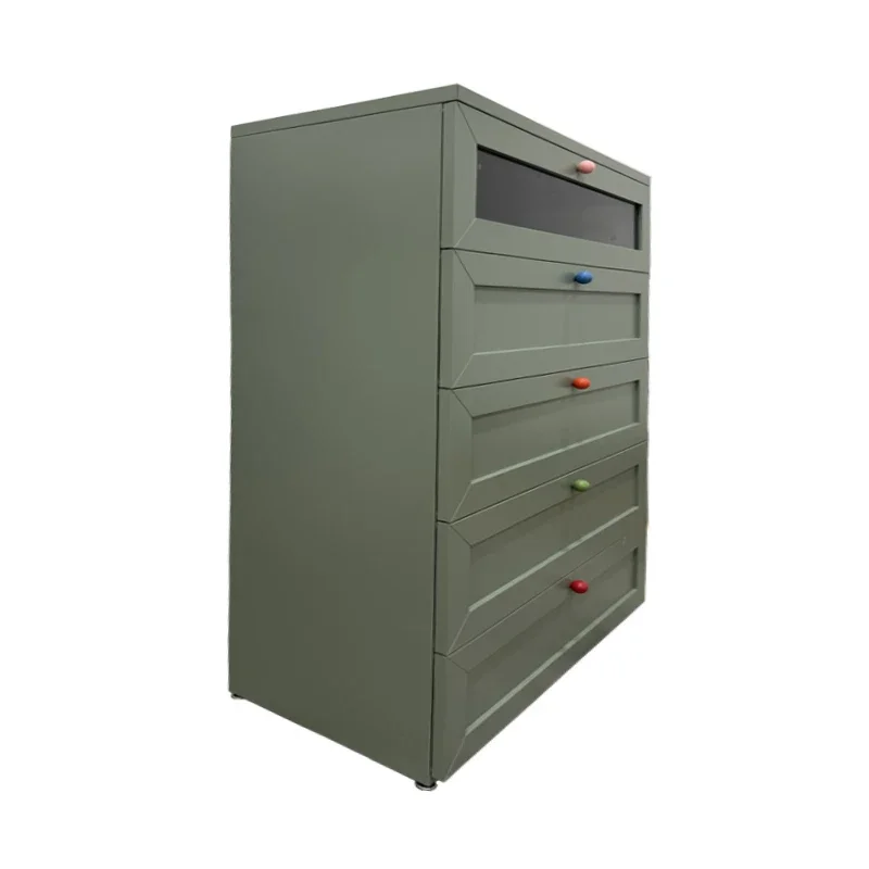 Modern Cream Style Three Drawer Dresser Locker Children's Bedroom and Living Room Cluster Steel