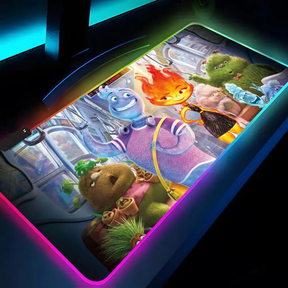 RGB Backlit Elemental Mouse Pad, Mat Laptop, Gaming Mousepad, Teclado Gamer, Girl Table Pads, XXL