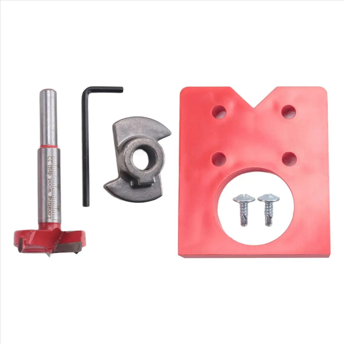 A77K 35mm Hinge Jig Drill Guide Sets Door Hinge Drill Hole Cutter Concealed Hinge Jig with Bit Positioner for Furniture Wood