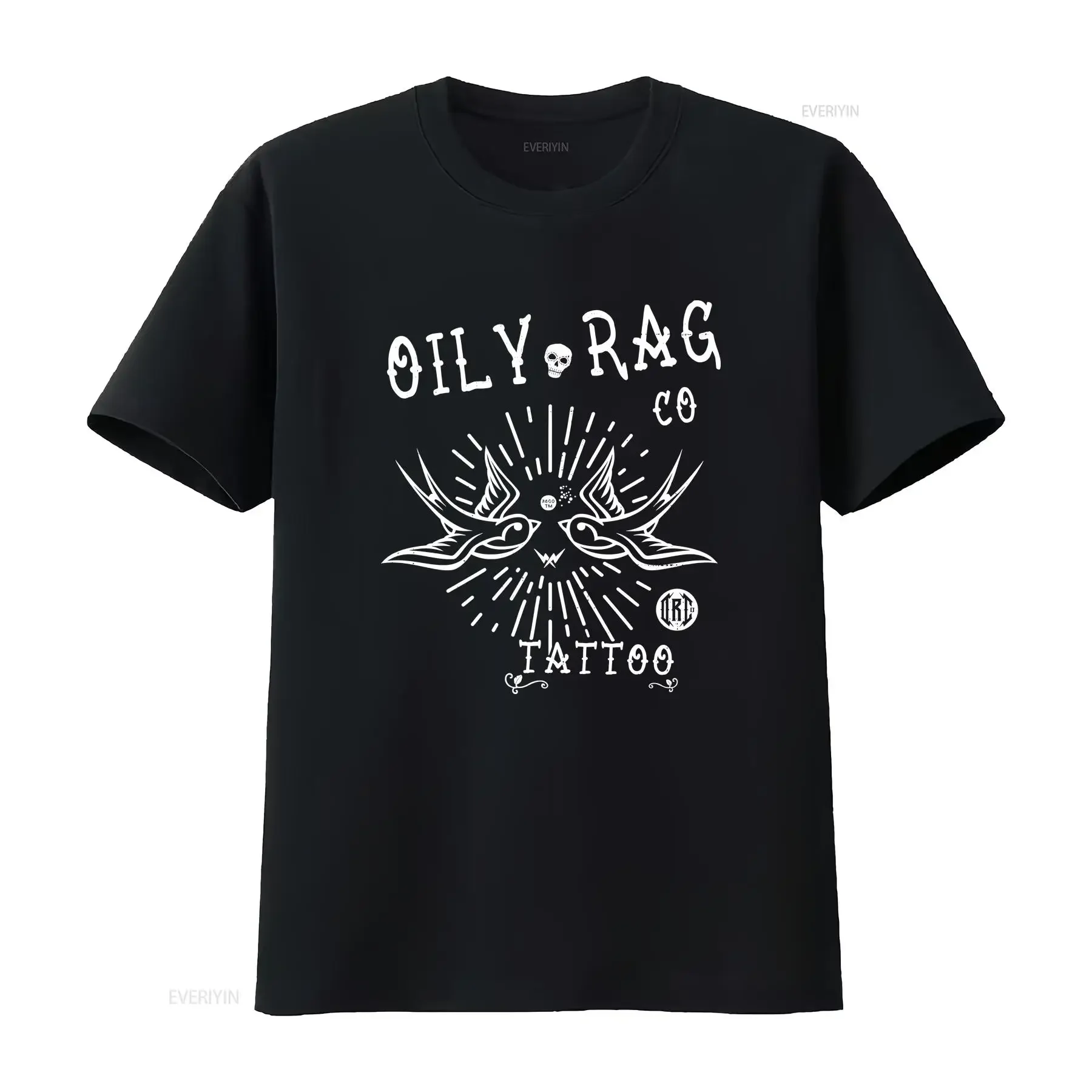 Oily Rag Tattoo T shirt Back and front printed Official Co product vintage Washed Versatile Casual Slightly Stretched Unisex