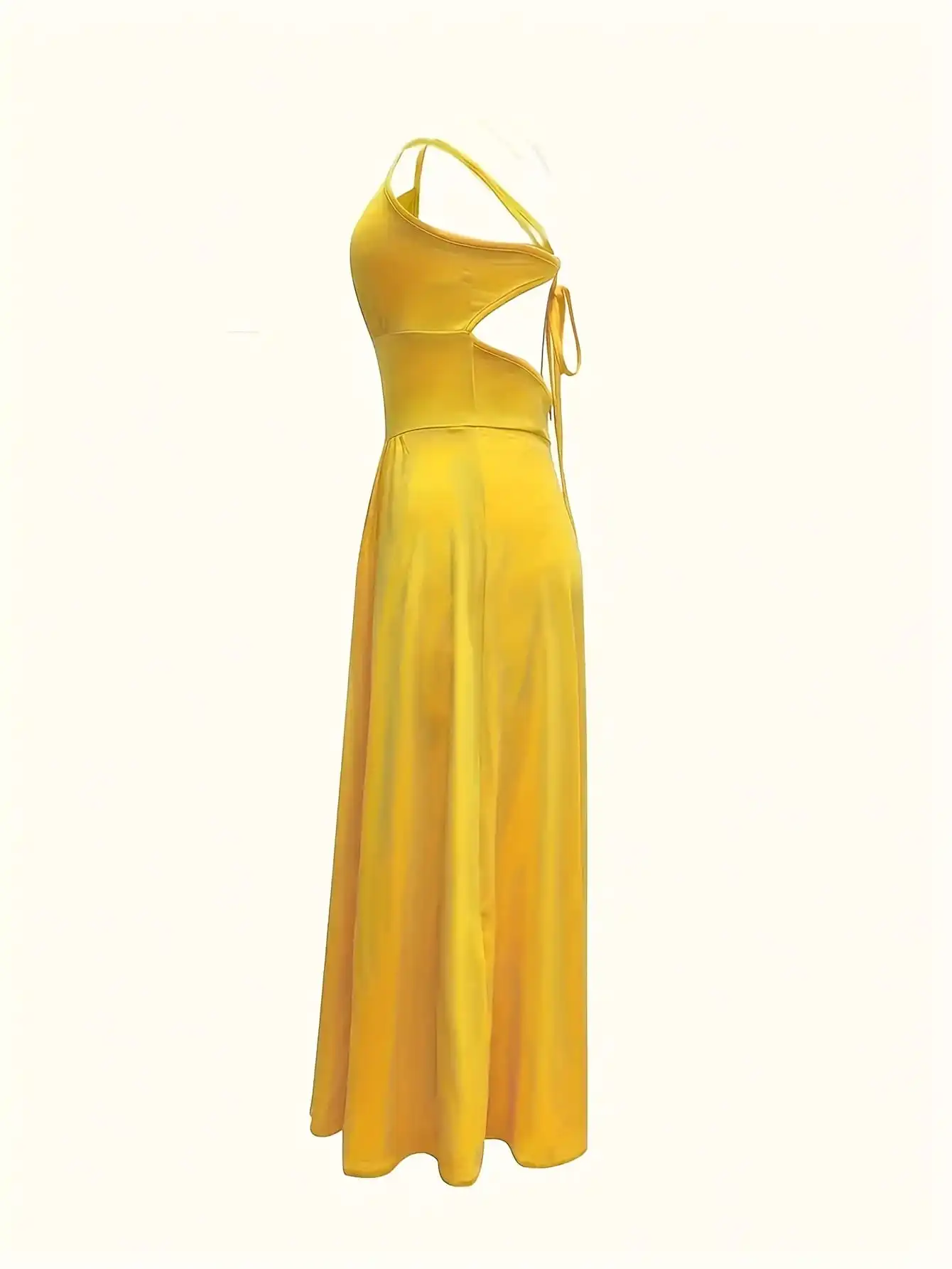 2026 casual sexy slit lace up backless camisole dress, elegant sleeveless V-neck cinched waist dress, women's party outfit - Image 4