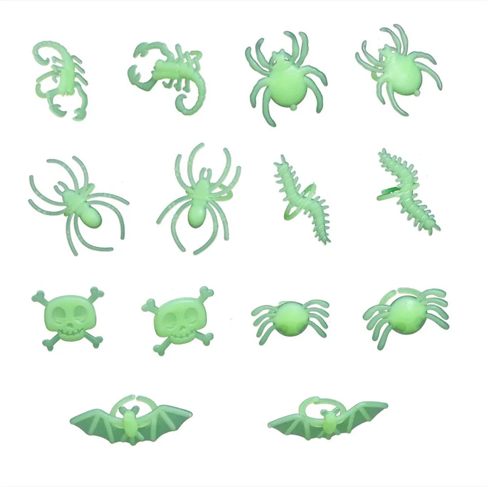 

24Pcs Glow in Dark Halloween Skull Finger Rings Party Supplies Light Up Rings for Costume Glow in The Light Up Ring Toys