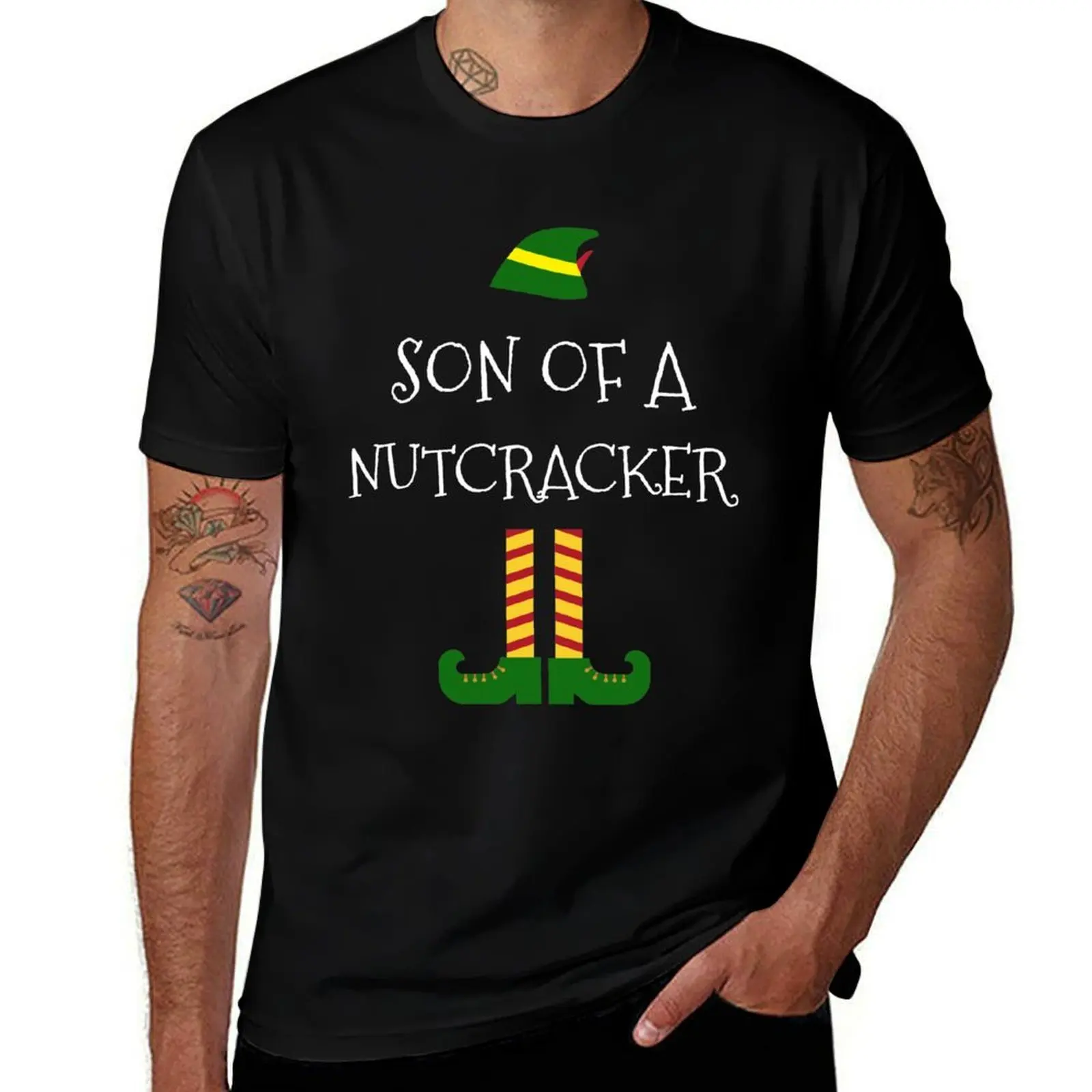Son Of A Nutcracker Funny Christmas Elf TShirt T-Shirt Christmas Casual Tee Shirt T-Shirt
