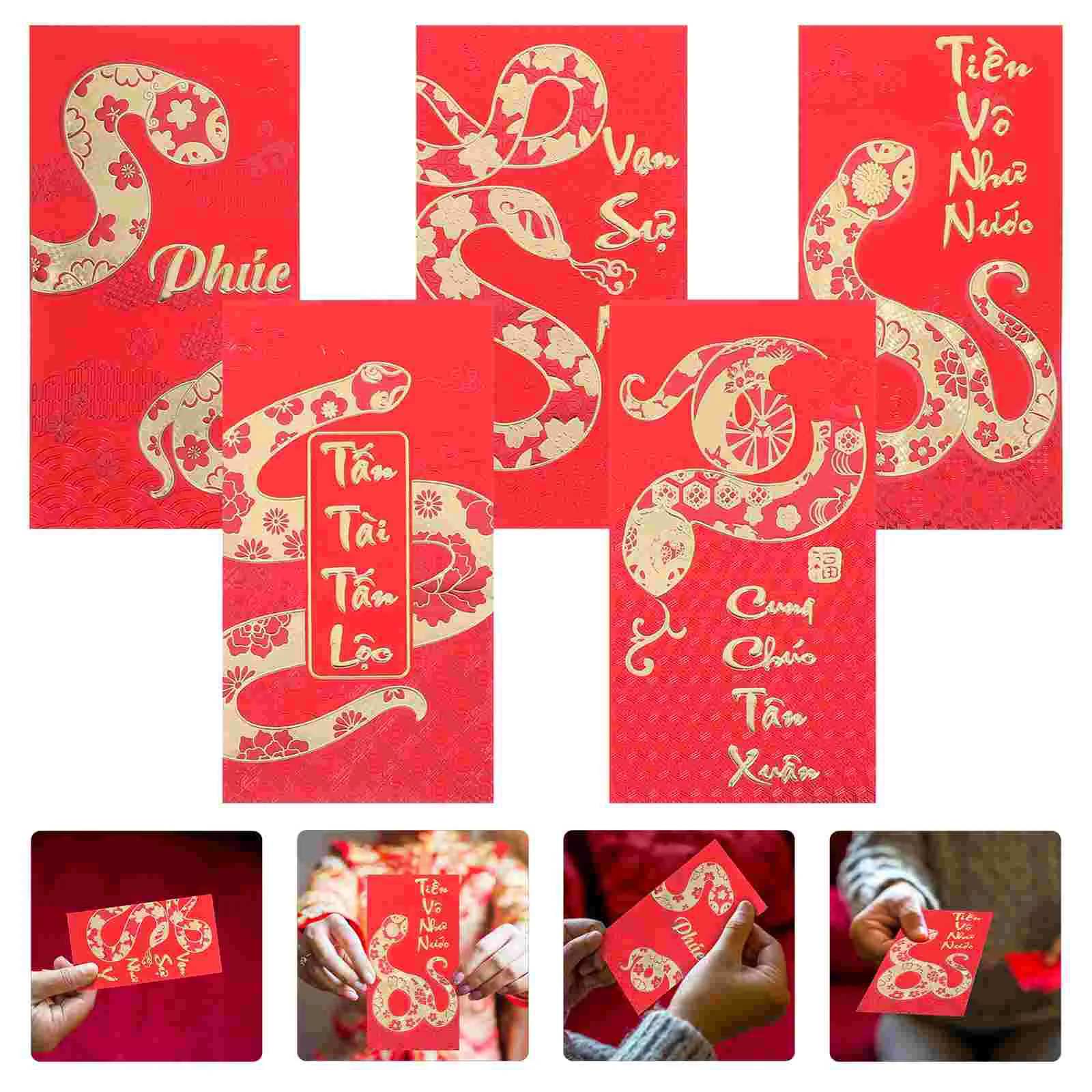 

Year of The Snake Spring Festival Red Envelope Chinese New Envelopes 2025 Money Bag Paper Packets Traditional Pouches Supply