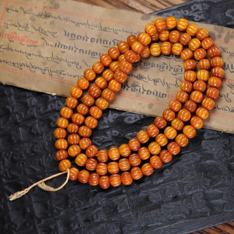 Natural Yak Bone Pumpkin , 108 , Prayer Beads, Bracelets, And