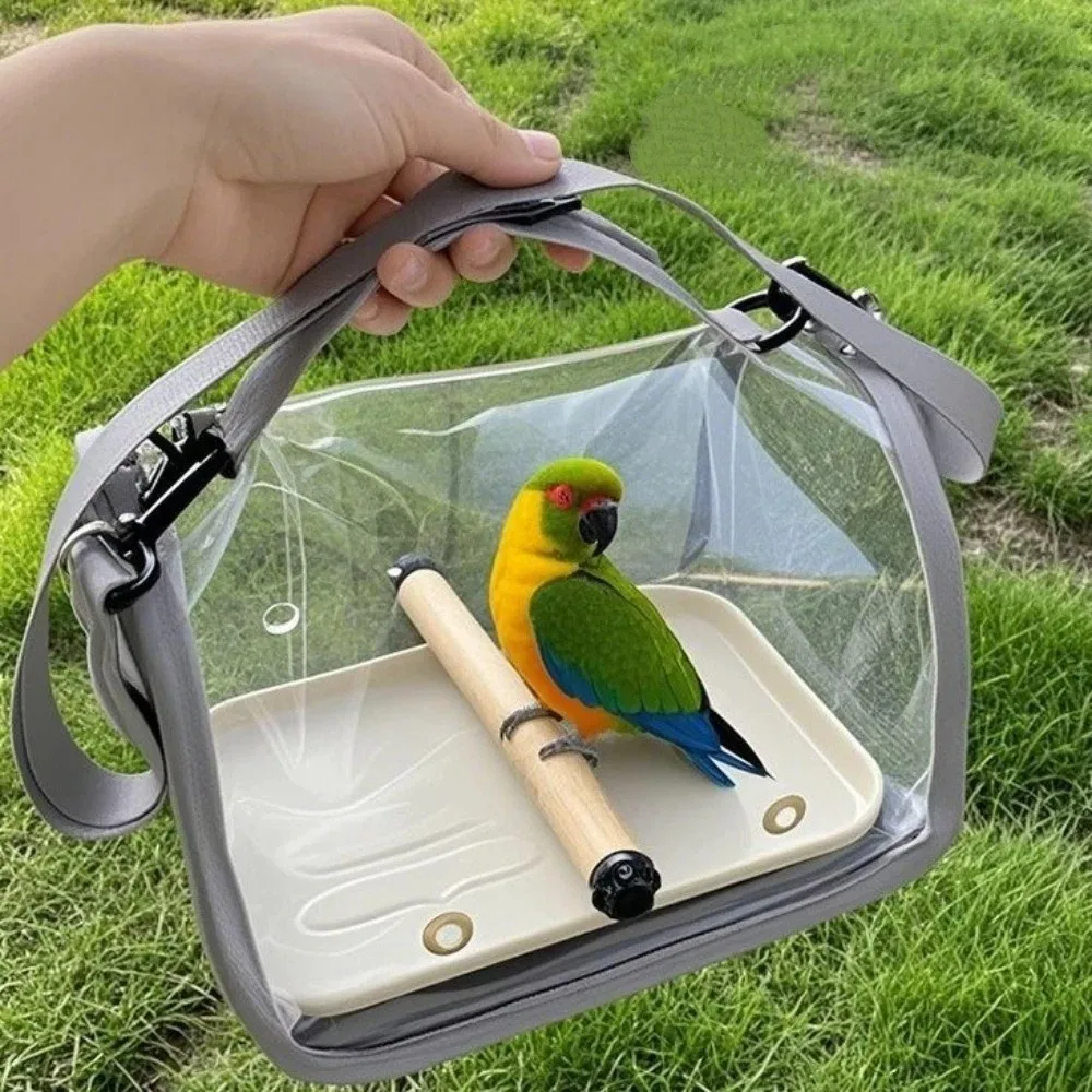 

Portable Bird Carrier Bag Folding Wooden Stand Travel Bird Cage Large Capacity Breathable Mesh Parrot Out Bag Pet Transportation