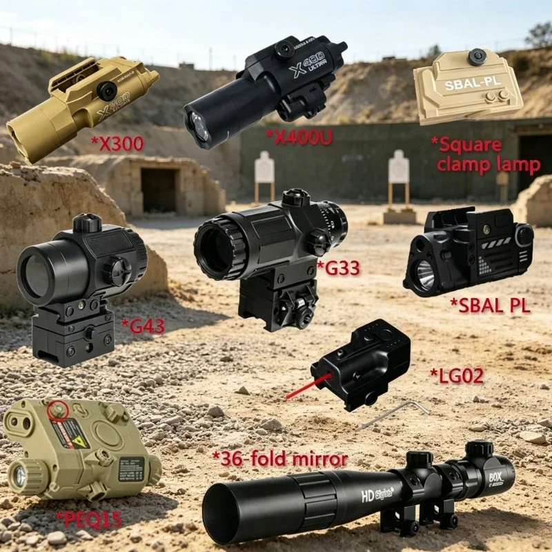 20mm Picatinny Rail Tactical Laser Flashlight Combo G33/G43/X300/X400U/PEQ-15/LG02 for Outdoor Airsoft CS Game Model