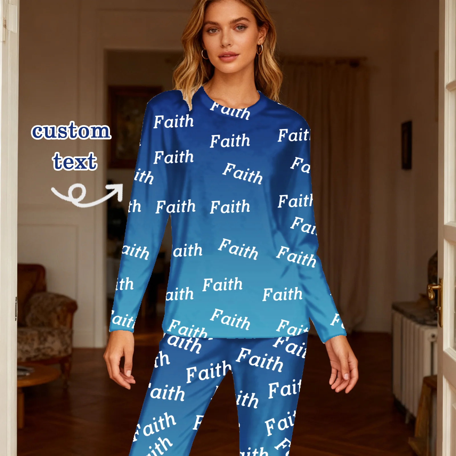 

Custom Women Pajamas with Face homewear Custom Women long Sleeve Pajama Set Personalized Pajama with Face Custom Photo Pajamas