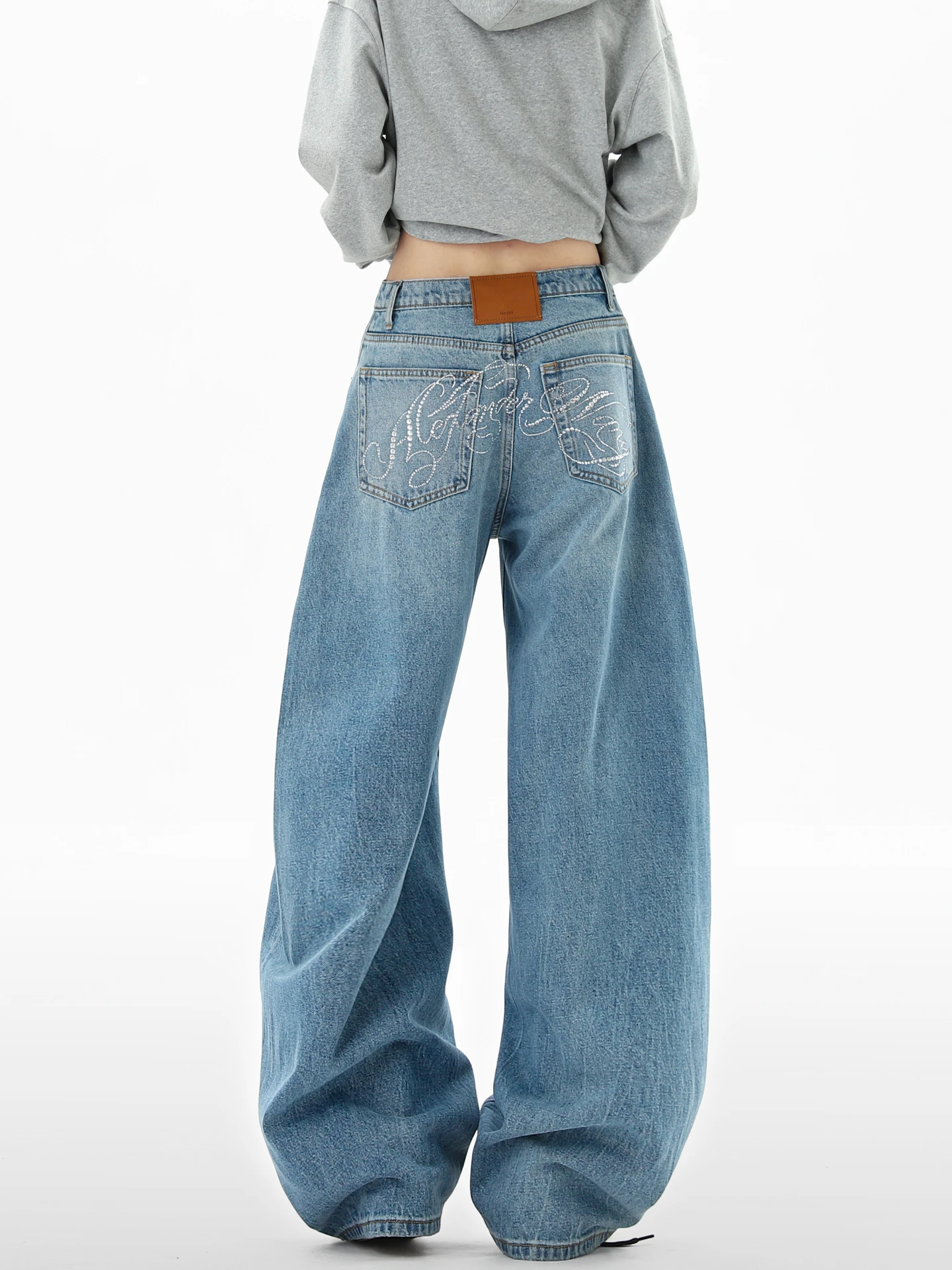 

Wukong Has Goods Trendy Brand American Retro Waed Knife Jeans Men Loose Versatile Wide Leg Faion Long Trousers