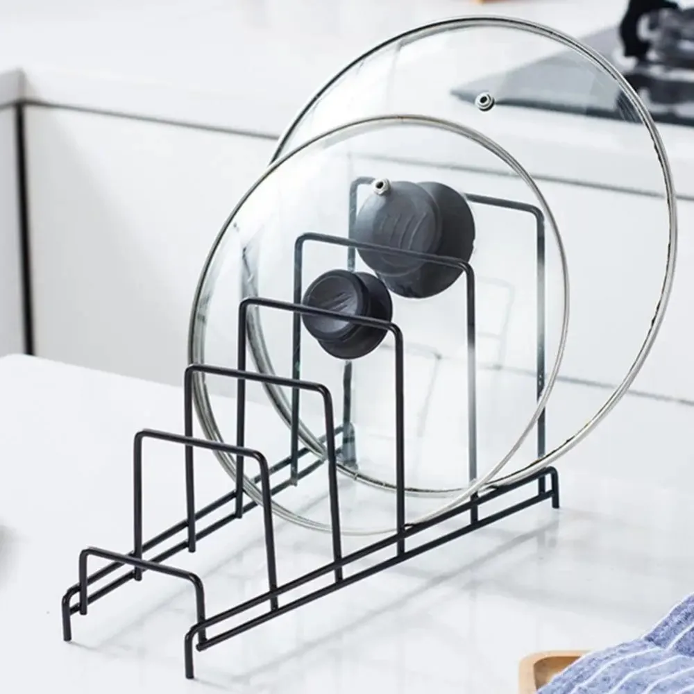 Minimalism Multi Layer Iron Art Rack Shelf Multifunctional Metal Pot Cover Rack Rust-Free Pot Lid Storage Rack Cutting Board