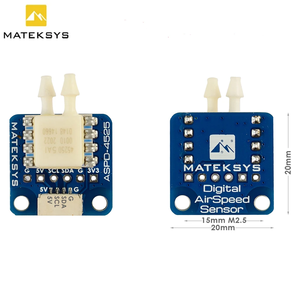 Matek ASPD‑4525 Cyfrowy czujnik prędkości powietrza TE4525DO I2C Pitot‑Tube 4‑5.5V do ArduPilot INAV Fixed‑Wing VTOL RC Drone — 2