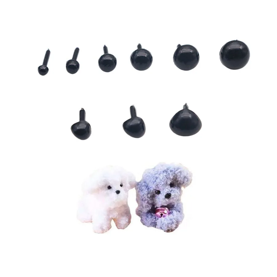 플라스틱 검은 인형 눈 코 DIY 인형 동물 핀 안전 눈, 수제 곰 인형 공예 어린이 장난감, 3 4 5 6 7 8mm 200 개