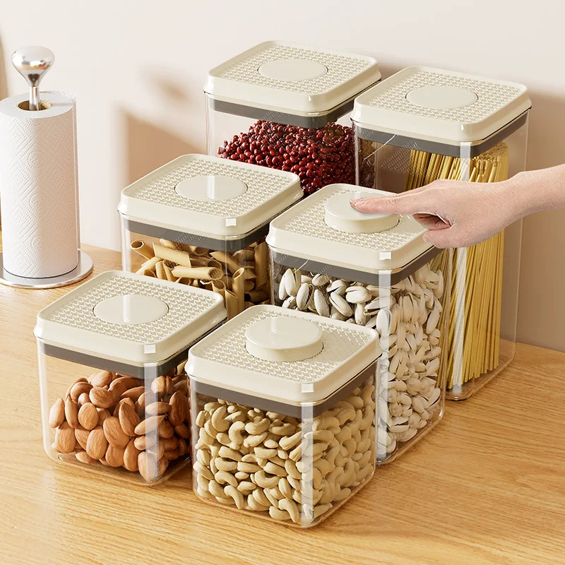 UFORU  Kitchen press-type vacuum sealed jar Food-grade moisture-proof grain storage box Plastic storage jar for snacks