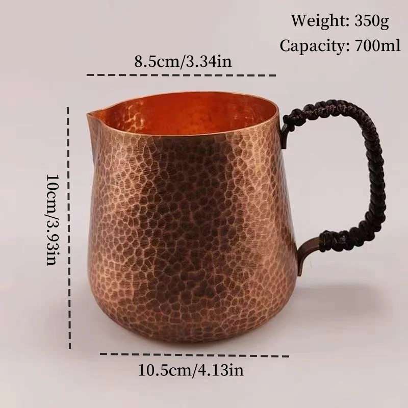 كوب قهوة كلاسيكي من النحاس النقي ، كوب موسكو بغل سميك كبير الحجم مطرقة الملمس مقبض منسوج 700 مللي كوب للبيرة ، كوب شاي أدوات المائدة
