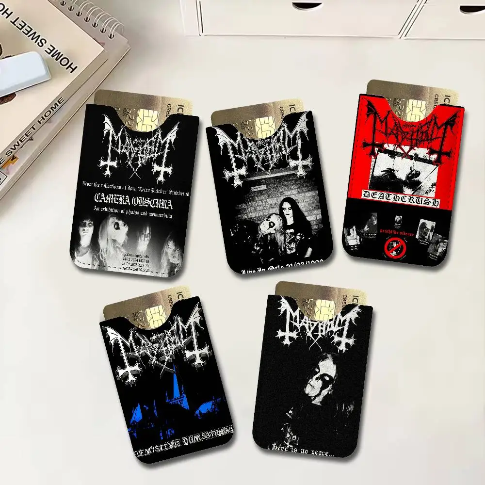 Mayhem Scandinavian Metal Music Band Pu Leather Credit Card Holder Slim Business Cardholder Anti Theft Id for Outdoor Carrying
