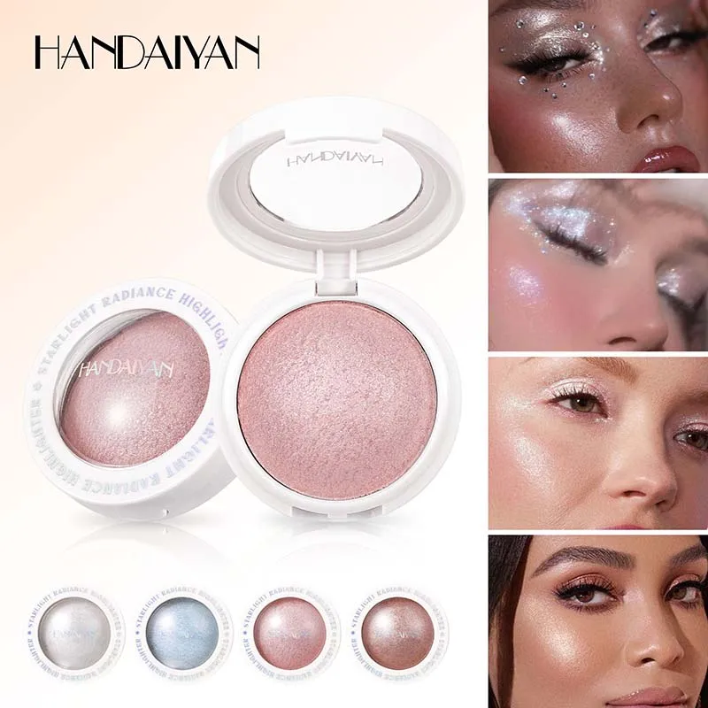 Palette de fards à paupières monochromes, surligneur scintillant, boue nacrée, bleu pêche, paillettes, Contour du visage, éclaircissant le corps, maquillage HANDAIYAN