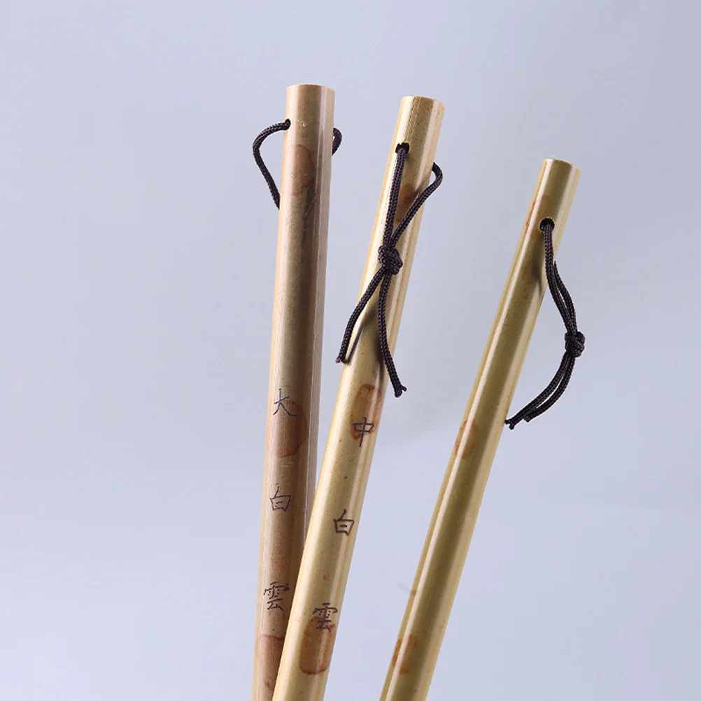 

3Pcs Chinese Calligraphy Brush Set 3 Sizes Elastic White Hair Bamboo Handle Traditional Drawing Writing Brush for Beginners Home