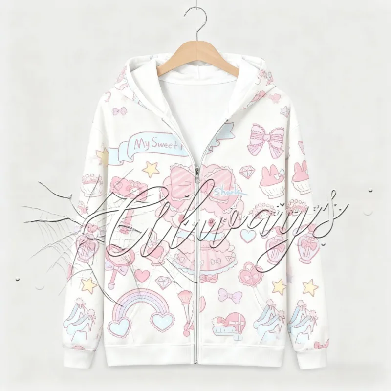 

NewJapanese and Korean FashionY2kFun Cartoon HoodieSanrio Family Meileti Cute Printed Hoodie Children's Adult Fleece Warm Hoodie