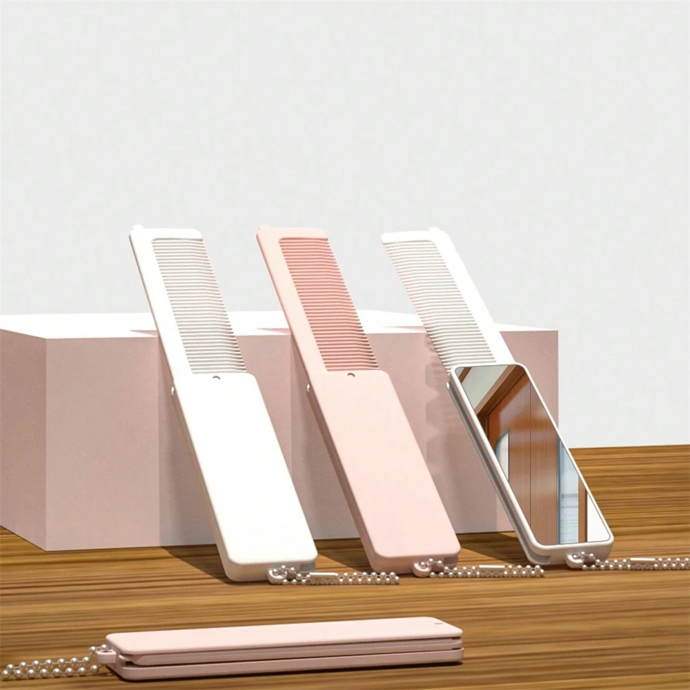 Portable Small Mirror Portable Mirror Comb Foldable Mirror Makeup and Dressing Tool Light Mirrors Makeup