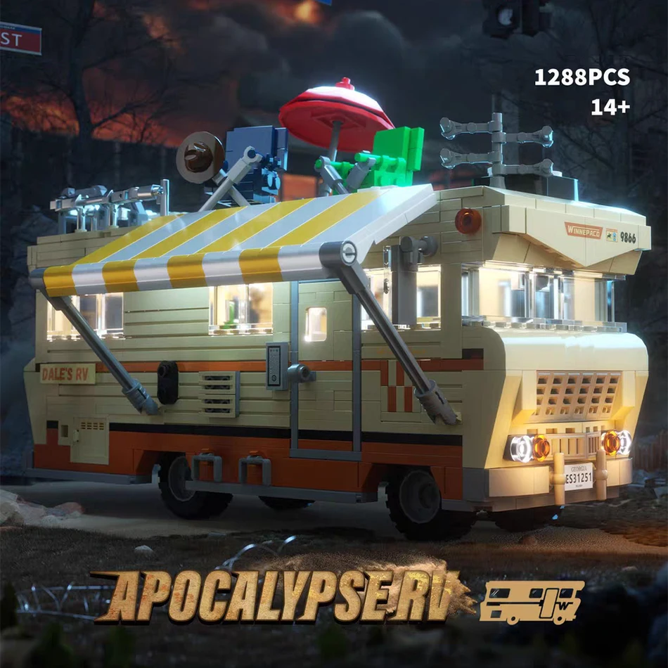 1288-pezzi-city-the-walking-dead-auto-camper-di-dale-modellino-da-costruire-blocchi-classici-tv-veicolo-camper-van-giocattoli-per-adulti-regali