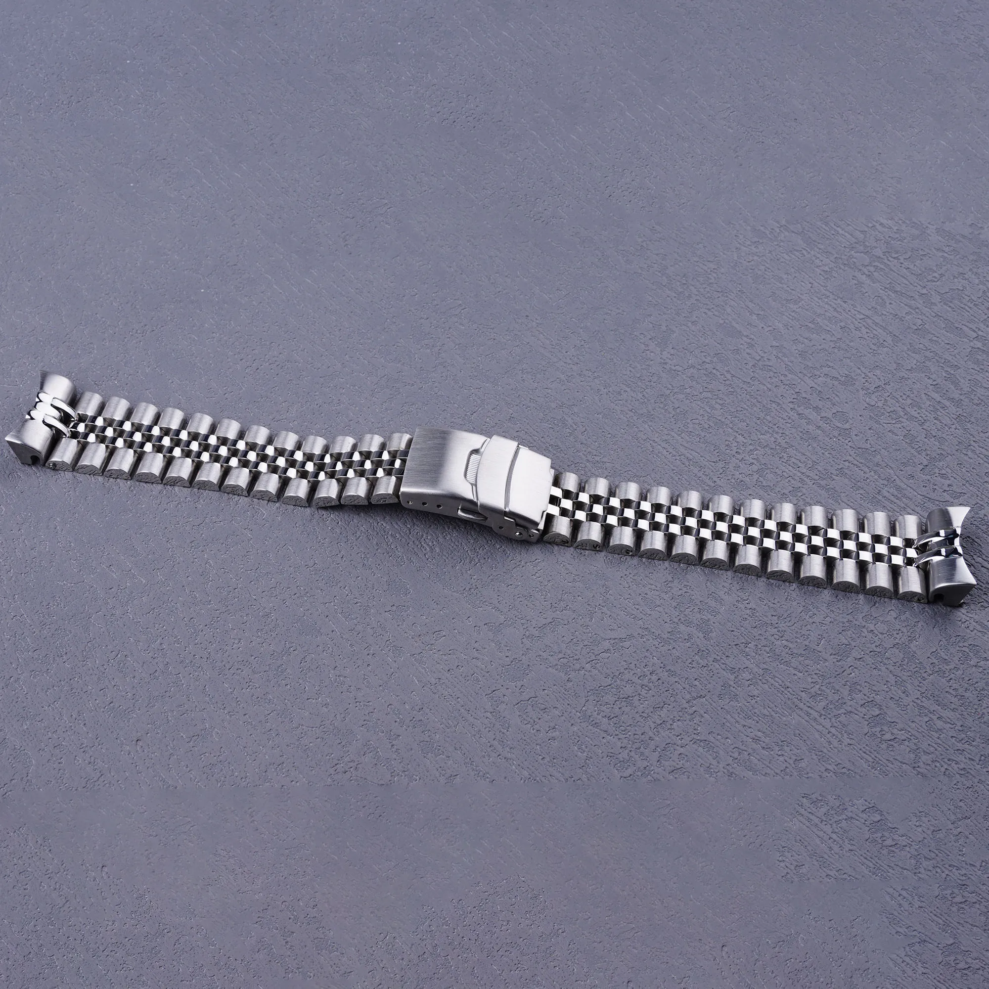 Rolamy 22mm Solid Curved End Stainless Steel Silver Jubilee Watch Band Strap Luxury Bracelets For Seiko 5 SRPD53 63 73