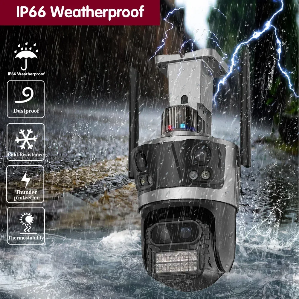 16MP Four Lens WIFI IP Camera 4K HD Three Screen PTZ Camera Auto Tracking Security CCTV Camera 4MP P2P Video Surveillance ICSee