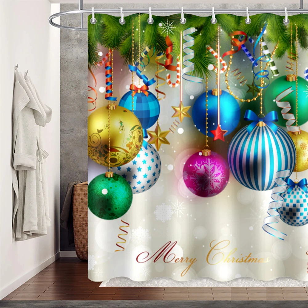 

Christmas Decoration Bathroom Shower Curtain Cute Santa Claus Winter New Year Gift Bathroom Shower Curtain Waterproof Fabric