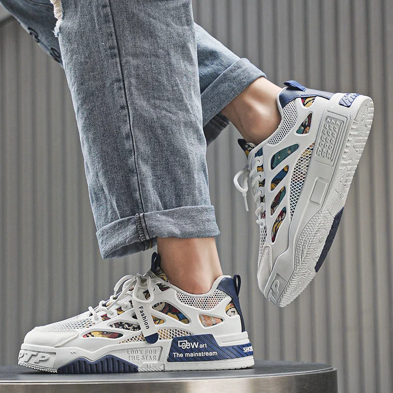 

Легкая беговая обувь на шнуровке, летняя мужская спортивная обувь на толстой подошве, повседневная дышащая обувь с сеткой, размер 39-44, повседневная обувь для поездок на работу