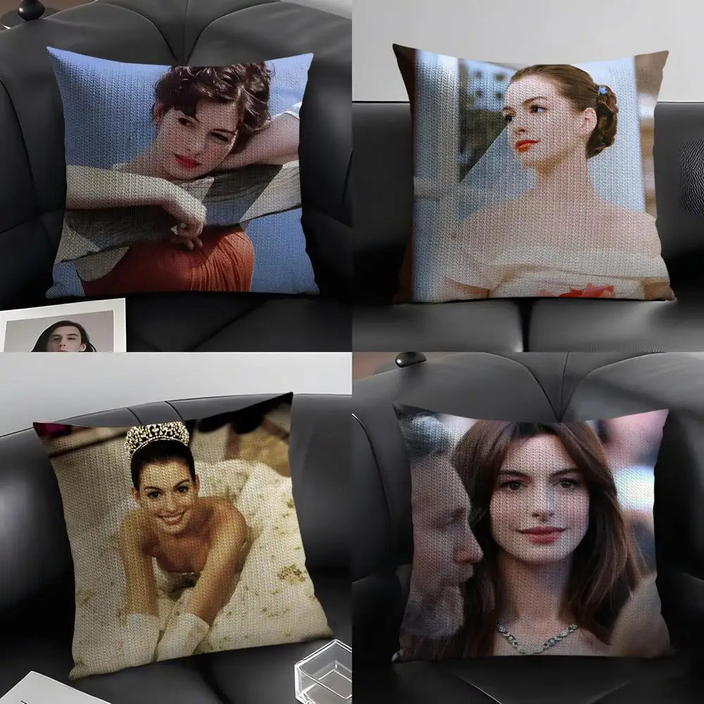 Funda de almohada de lino de Anne Hathaway, fundas decorativas para sofá, fundas de almohadas para el hogar, fundas de almohadas para silla de coche
