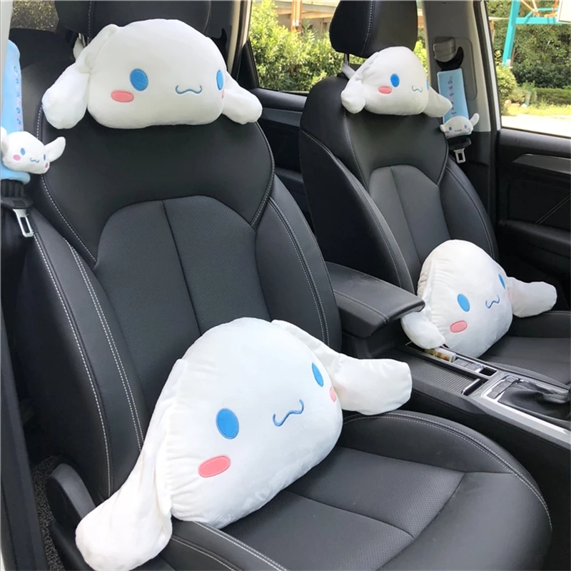 Sanrio Cartoon Cinnamoroll Headrest Neck Safety Cushion Chair Neck Support Headrest Seat Belt Cover Car Decoration Xmas Gifts