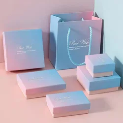 Pink Blue Jewelry Boxes Ring Earrings Gift Box Jewelry Organizers Gradient Storage Case Necklace Bracelet Packing Box Tote Bag