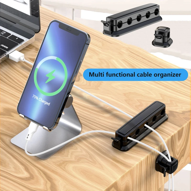 Desktop Mobile Phone Data Charging Cable Fixed Buckle Table Edge No Punching Magnetic Cable Control