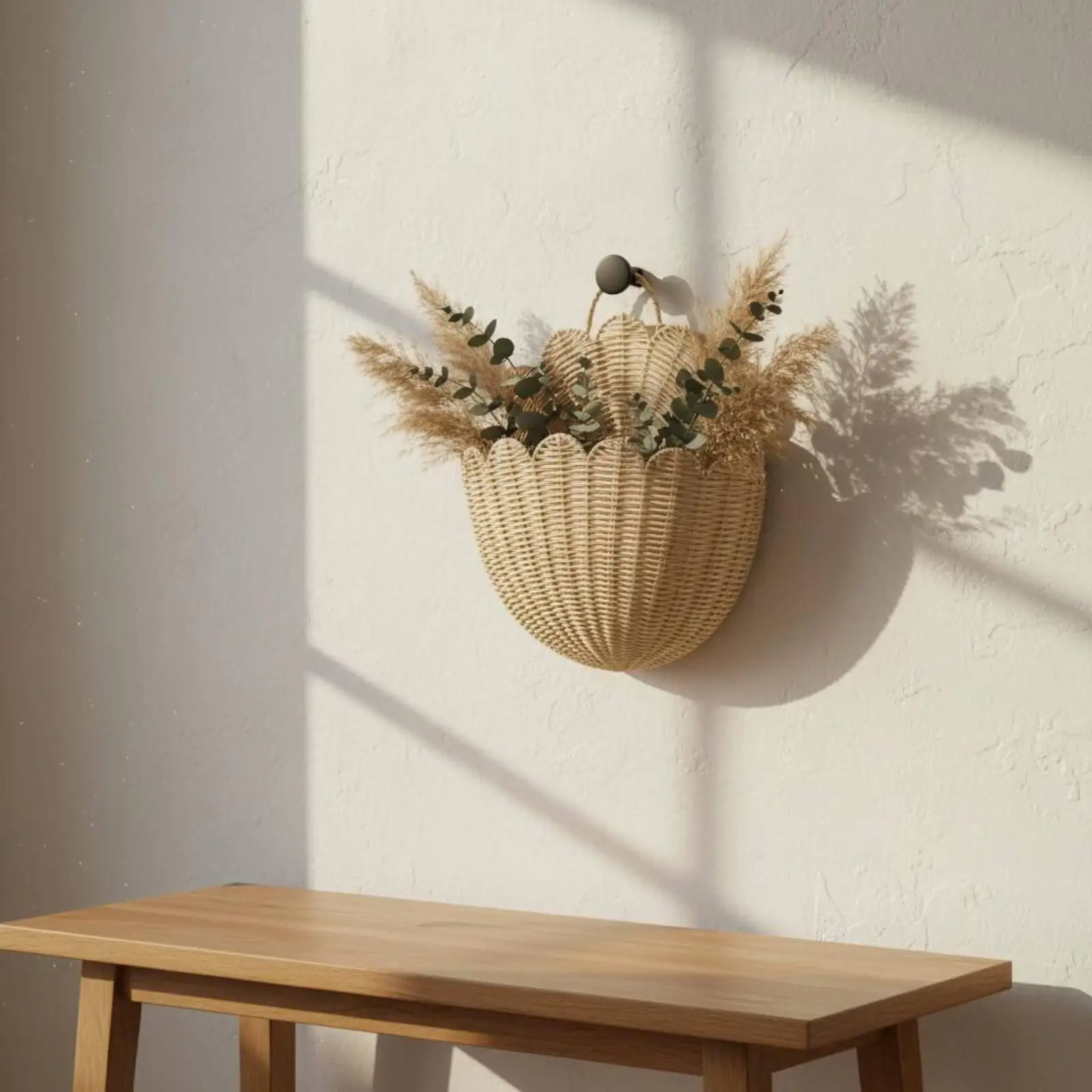 Woven Wall Basket Basket Handwoven Rattan Wall Basket Decorative for Living Room, Bedroom, Washroom