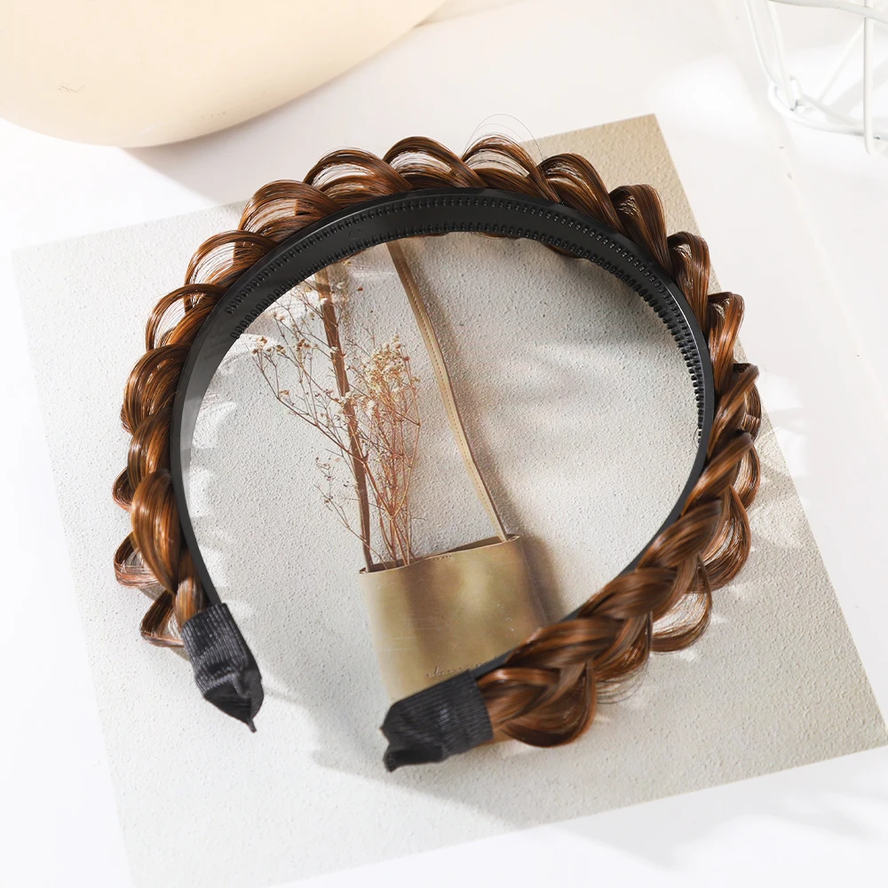 Women Hair Band Fishbone Braid Lazy Wig Twist Braid Headband Hairpin Bohemia Fashion Non-slip Headdress Bridal Hair Accessories