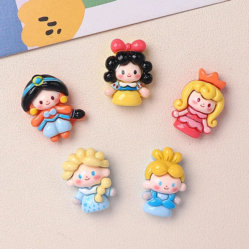 5pcs Cartoon Glossy Princess DIY Resin Flatback Cabochon Jewelry Handmade Diy Resin Charms for Jewelry Making Water Cup Material