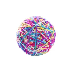 Dia. 9cm Cute Cat Dog Toys Pet Dog Cat Toy Colorful Wool Round Ball with Small Bell Rainbow Toy For Dog Cat Chewing Playing