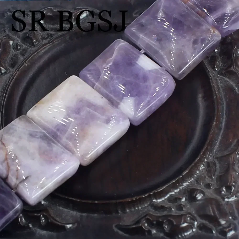 15inch 15x20mm Rectangle Dream Lace Amethyst Purple Quartz Jewelry Design Diy Necklace Bracelet Loose Beads