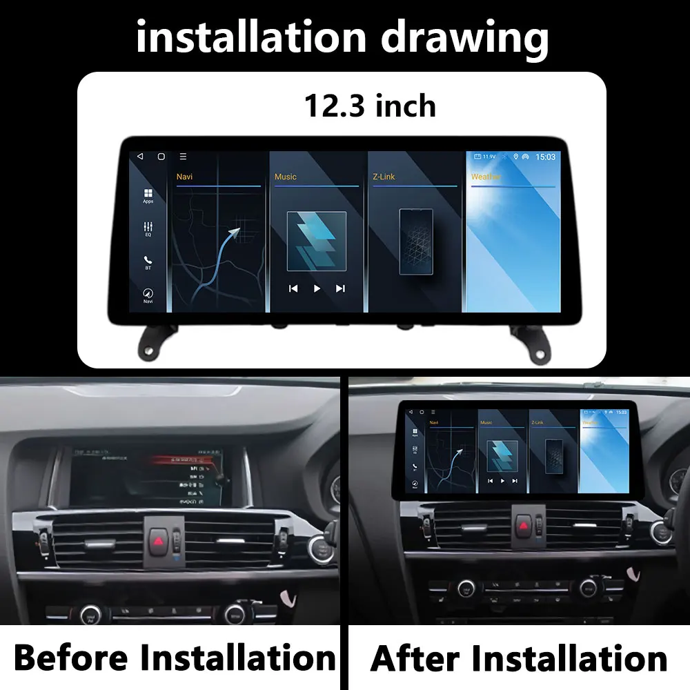 RHD 12.3 بوصة Android15 لسيارات BMW X3 F25 X4 F26 2011-2017 أنظمة السيارات الذكية اللاسلكية Carplay DSP ستيريو GPS Navi ملحقات الشاشة