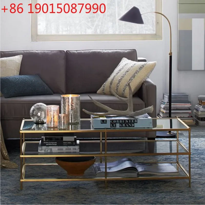 Manufacturer, home furnishing Nordic simple sofa multi-layer edge table, office stainless steel titanium-plated coffee table
