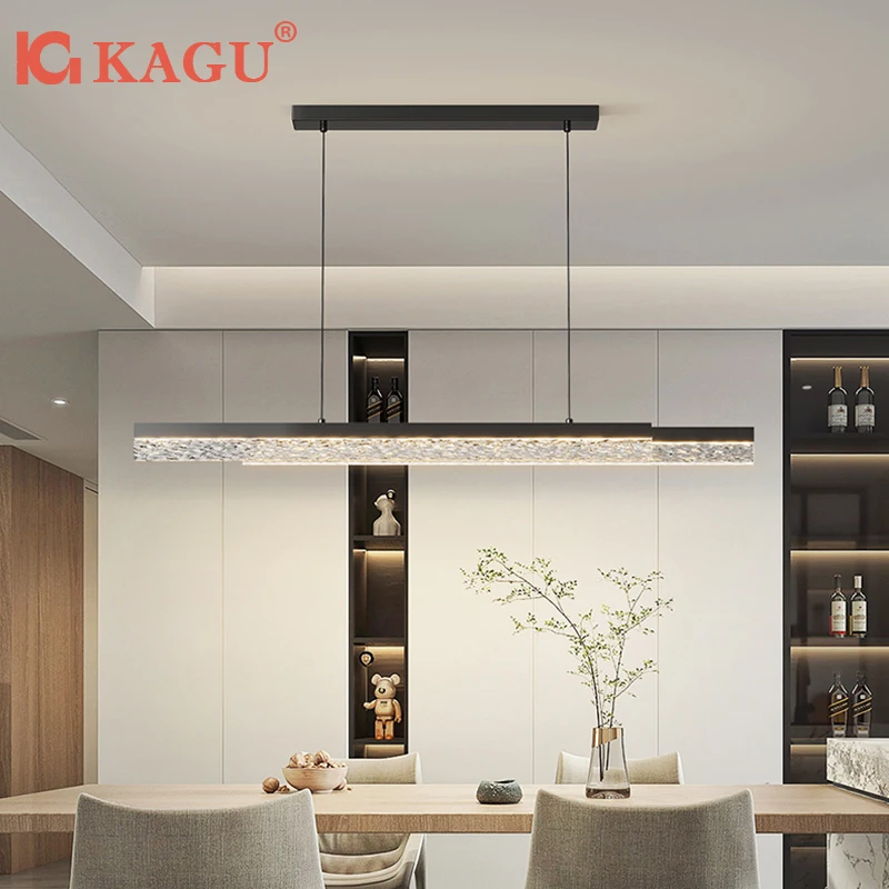 

Modern Light Creative Bar Counter Strip Designer Lamps LED Pendant Light For Dining Table Kitchen Chandelier Adjust Function