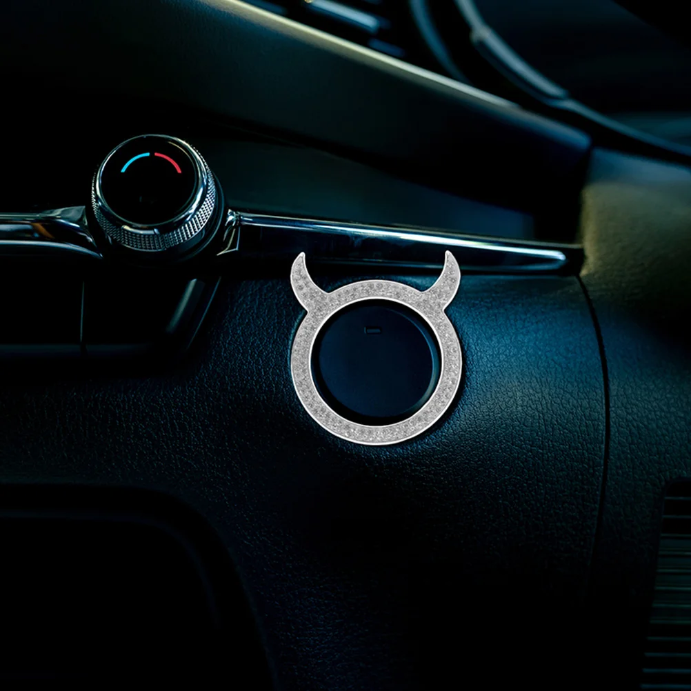 

Zinc Alloy Car Start Decoration Sticker Pink Rhinestone Ignition Button Cover Elegant Interior Accessories Easy Installation