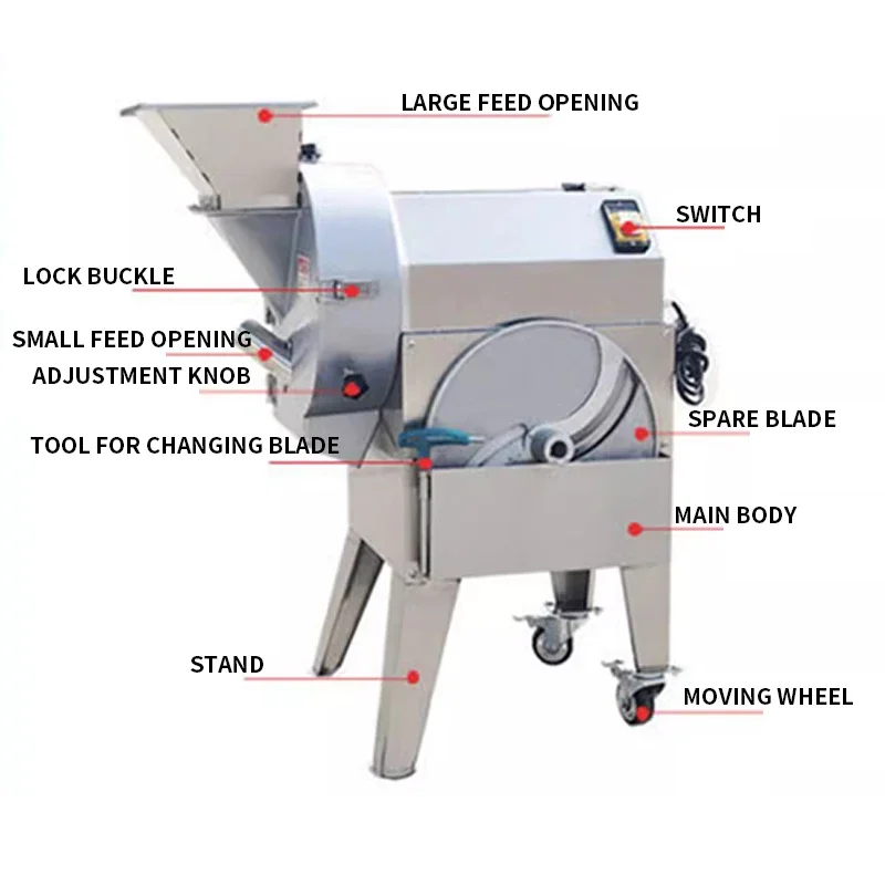 다기능 야채 커터 상업용 전기 감자 슬라이서 양파 무 고추 다이스 자동 만능 수통 기계