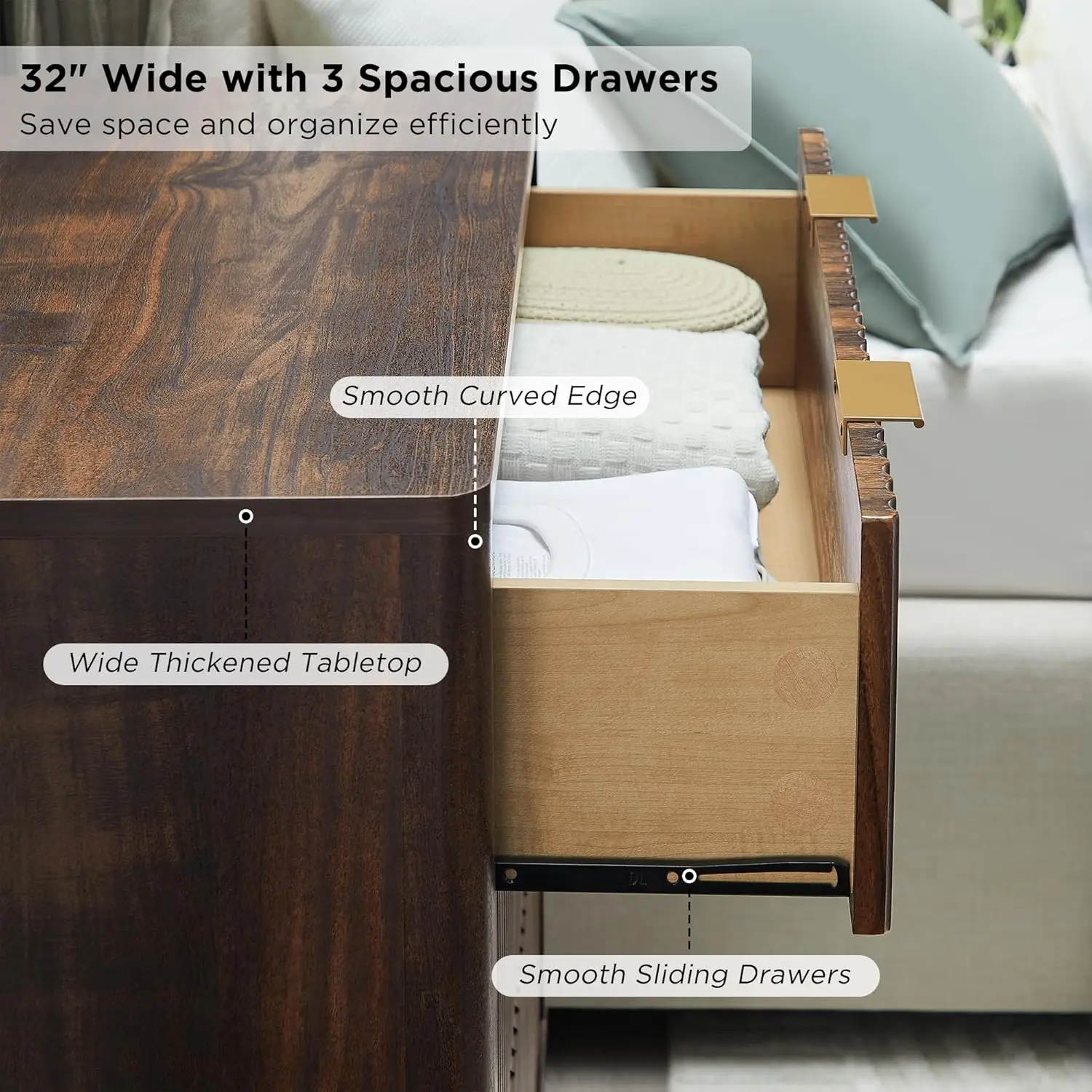 Fluted 3-Drawer Nightstand Set 5